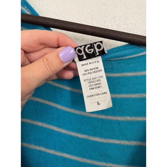 Vintage Deb Y2K Bodycon Dress Size Large Drop Waist Blue Striped Wrap Belted - Picture 5 of 9